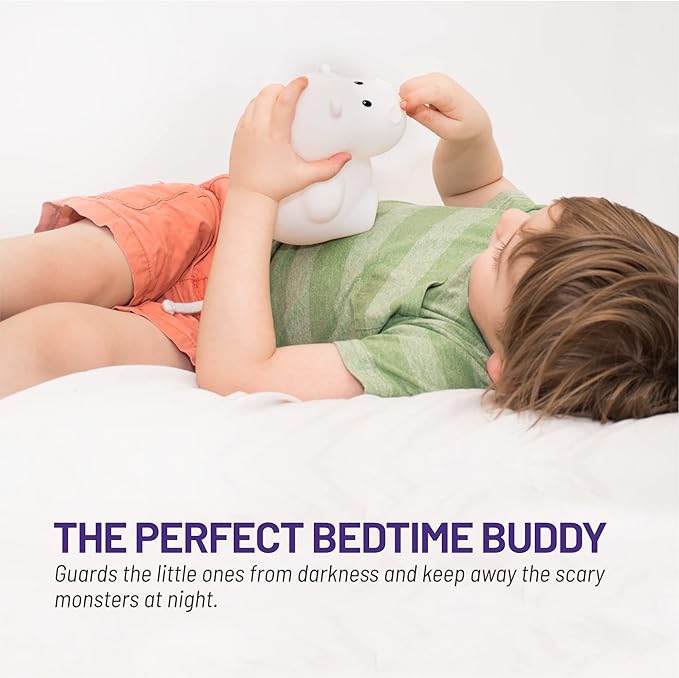 LumiPets Honey the Hippo Silicone Night Light for Kids | Squishy Lamp with Tap & Remote Control | Rechargeable, 9 Color Changing Animal Night Light for Boys & Girls | Portable Nightlight With USB Cord - Bloomnest