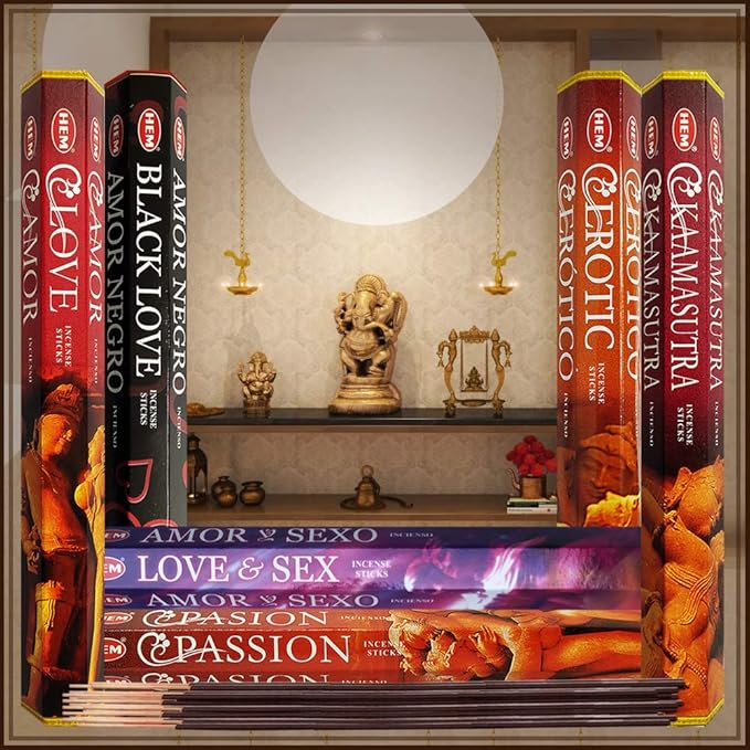 Hem Incense Sticks Variety Pack #24 and Incense Stick Holder Bundle with 6 Love Themed Fragrances - Bloomnest
