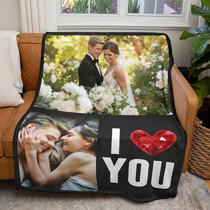 Custom Blanket with Photos, Personalized Photo Blankets Using My Own Photos, Customized Blankets with Pictures, Personalized Gifts for Women Men Baby Child - Bloomnest