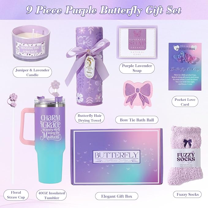 Birthday Gifts for Women Self Care Gifts Get Well Soon Gifts, Valentine's Day Gift Lavender Relaxing Spa Gift Basket Care Package, Gifts Box Thank You Gift for Mom Wife Girlfriend Friends Sisters - Bloomnest