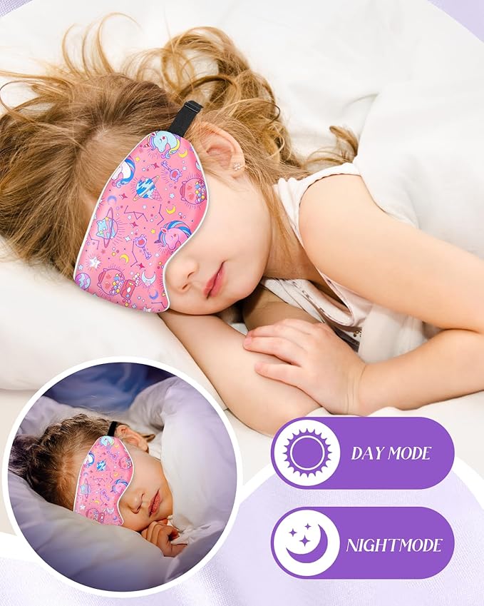 Sleep Mask for Kids - Cute Kawaii Cartoon Silk Sleeping Mask with Adjustable Strap Soft Smooth Light Eye Mask for Sleeping Silk Kids Eye Cover for Boys Girls Teens, Ice Cream Planet - Bloomnest