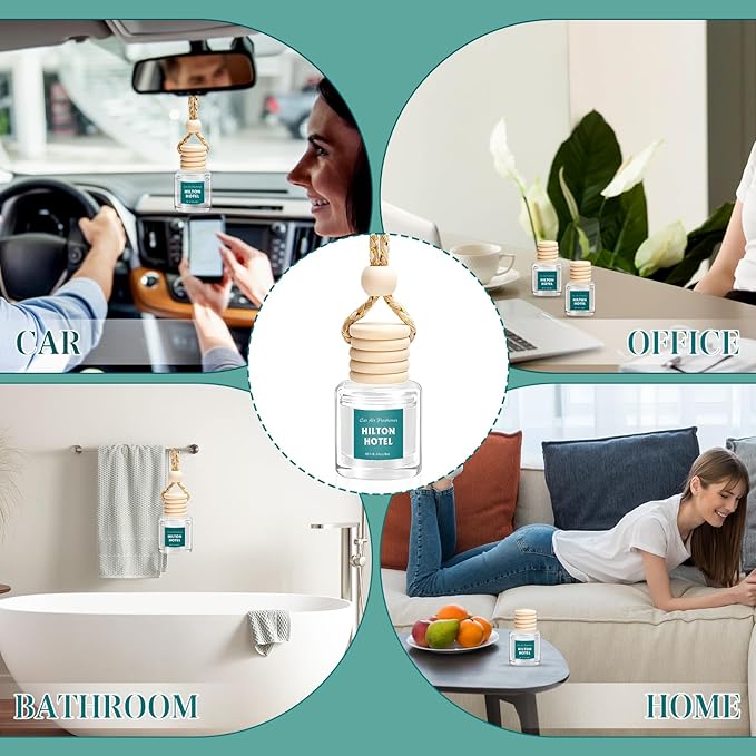 AROIC Premium Scent Car Air Freshener, 6 Pack Hotel Scent Collection Diffuser Set, Long Lasting Luxury Fragrance Essential Oil Aromatherapy, Hanging Air Freshener for Car Interior Accessories Unisex - Bloomnest