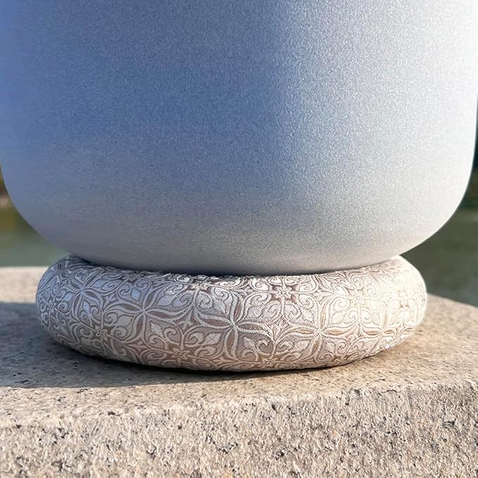 Singing Bowl Cushion for Tibetan Singing Bowls, Handmade Silk Brocade Round Cushion Pillow for Sound Healing and Crystal Sound Bowls Accessories(6.7 Inch,Silver) - Bloomnest