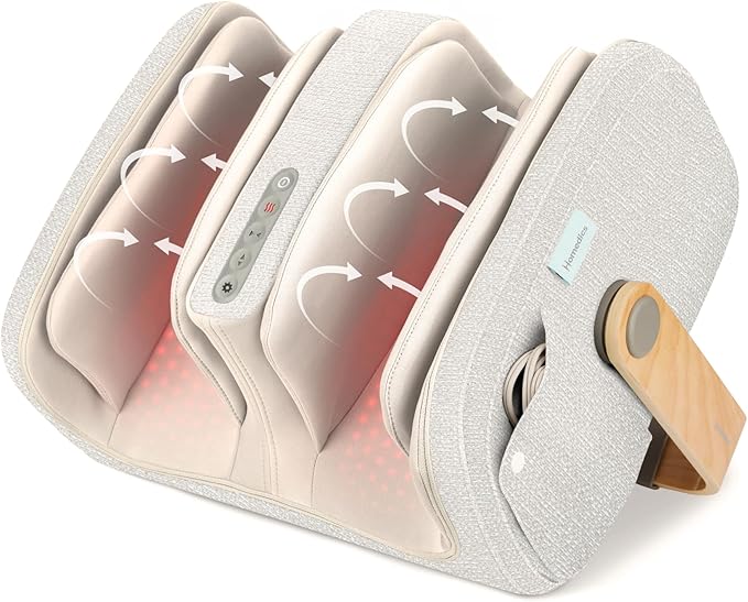 Homedics Luxe Comfort Foot Massager & Calf Massager with Heat, Shiatsu, Deep Kneading, Air Compression, Circulation Boost, Relaxation, Adjustable Modes, Post-Workout Recovery - Bloomnest