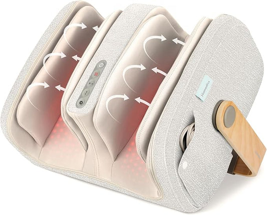 Homedics Luxe Comfort Foot Massager & Calf Massager with Heat, Shiatsu, Deep Kneading, Air Compression, Circulation Boost, Relaxation, Adjustable Modes, Post-Workout Recovery - Bloomnest