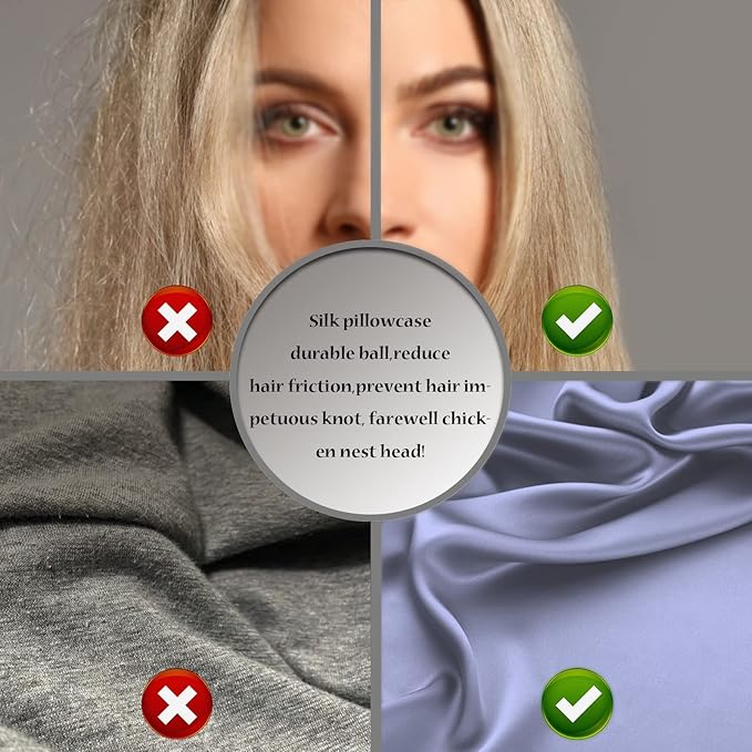 Natural Mulberry Silk Pillowcase for Hair and Skin Queen Size 20"X30" Pillow Case with Hidden Zipper Soft Breathable Smooth Cooling Silk Pillow Covers for Sleeping (Grayish Blue,Queen,1Pcs) - Bloomnest