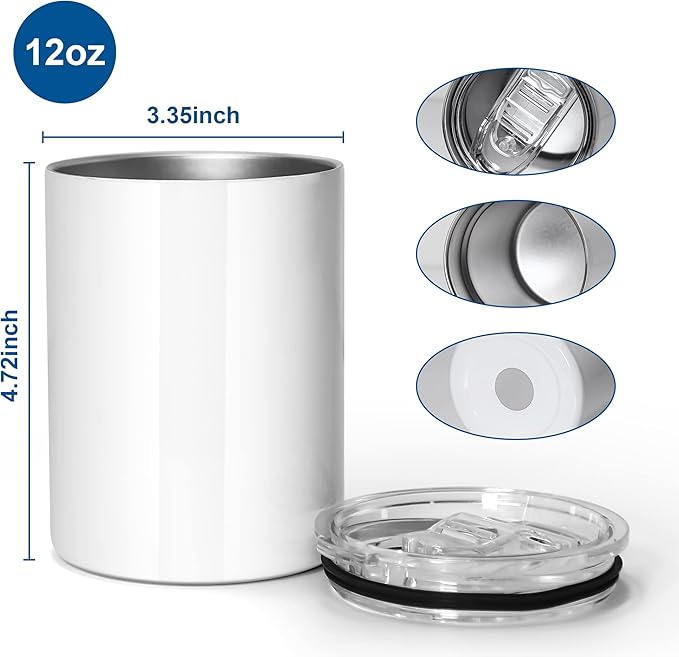 AGH 10OZ Sublimation Wine Tumblers Blanks, 8 Pack Straight Stainless Steel Tumblers with Lids and Straw, Sublimation Coffee Cups Mugs for Hot & Cold Drinks - Bloomnest