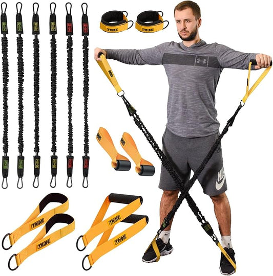 Tube Resistance Bands for Working Out Men and Women - Exercise Bands Resistance Bands Set, Resistance Band Bar, Handles, Ankle Straps, Foot Straps and Door Anchor - Bloomnest