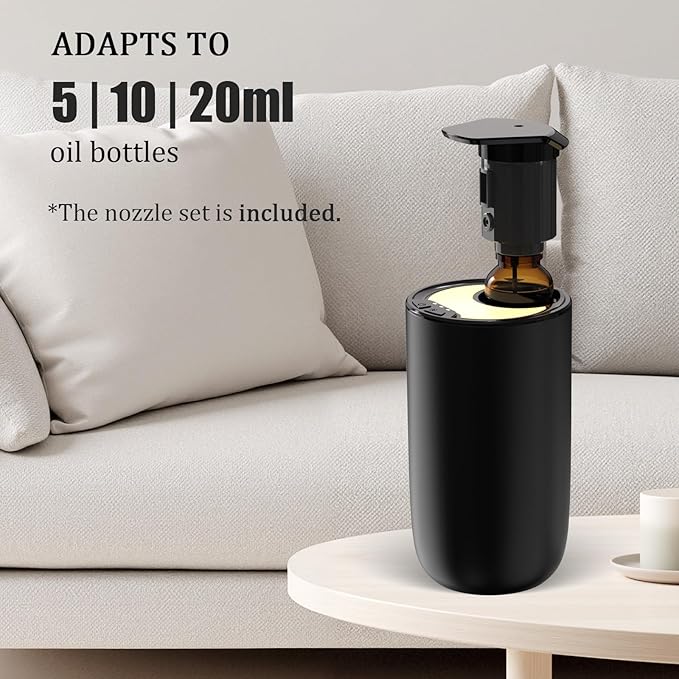 Waterless Diffuser for Essential Oil, Rechargeable Mini Fragrance Scent Air Machine, 3-Color Ambient Night Light, Aluminum, 0.51 Oz/15mL, 3 Countdown Timers & 3 Mist Levels for Home, Car, Titanium - Bloomnest