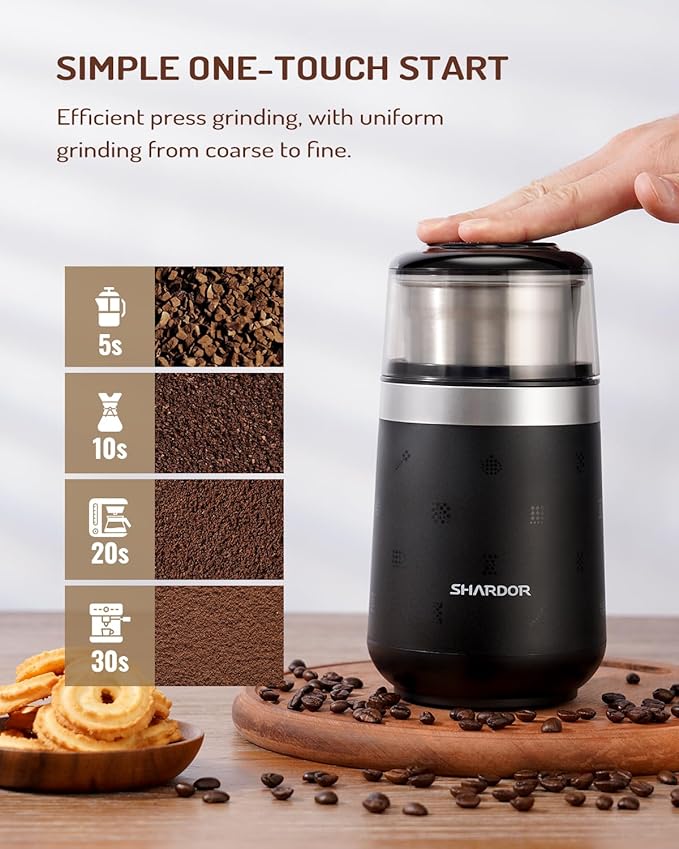 SHARDOR Super Silent Coffee Grinder, Herb, Spice, Electric Coffee Bean & Espresso Grinder with 1 Removable Stainless Steel Bowl - Bloomnest