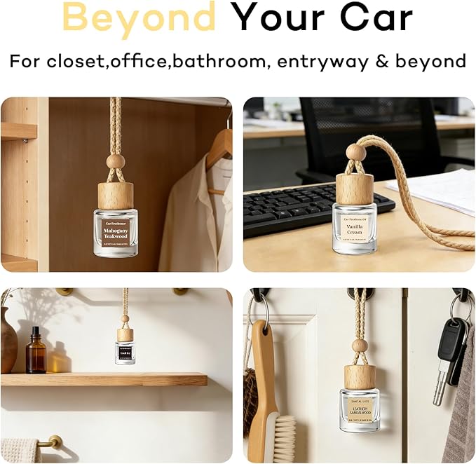 C Classy Car Air Freshener Hanging 2 Pack, Mahogany Apple Essential Oil Diffuser for Cars, Long-Lasting Fragrance, Cute Car Accessories, C ar Air Fresheners for Women & Men Gift, Made in USA - Bloomnest