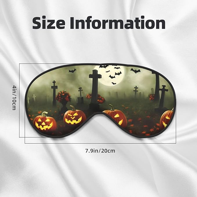 Sleep Eye Mask Halloween Pumpkin Spooky Graveyard at Night Sleep Mask for Women Men Comfortable Eye Mask with Adjustable Strap Soft Eye Cover Blindfold for Travel Yoga Nap Shift Work - Bloomnest