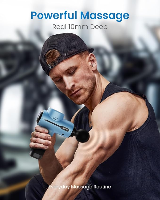 RENPHO Massage Gun Deep Tissue, Portable Percussion Massager for Back and Neck, Gifts for Men and Women, Handheld Device with Carry Case, Active - Bloomnest