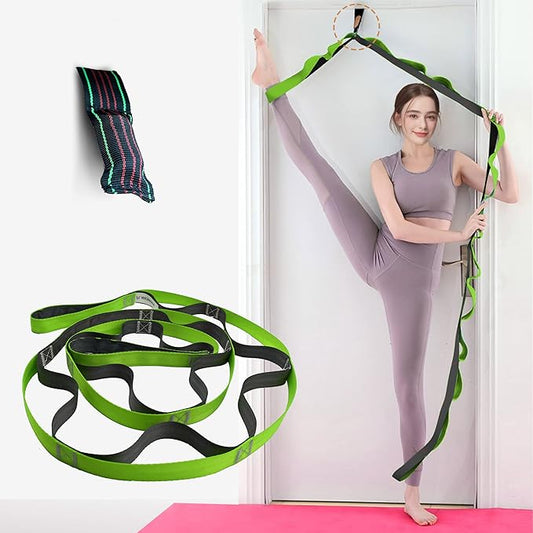 Stretching Strap Yoga Strap, 10 Loops Non-Elastic Stretch Bands Helps Women and Men Improve Flexibility for Home Workout, Physical Therapy, Pilates, Exercise, Dance, Comes with Door Anchor - Bloomnest