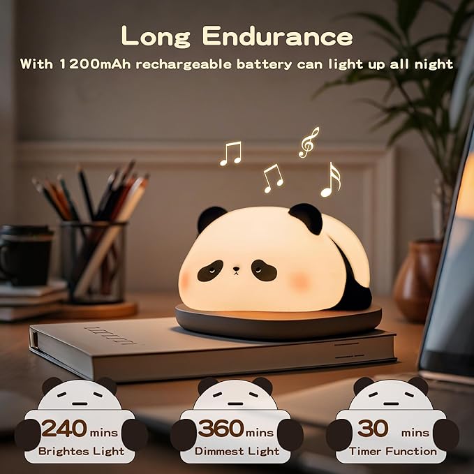 Panda Night Light with White Noise, Sound Machine for Baby Sleeping Aid,Toddler Sleep Trainer 4 Soothing Sleep Sounds,Timer/Dimmable Nursery Silicone Night Light, Cute Panda Gifts for Kids Boys/Girls - Bloomnest