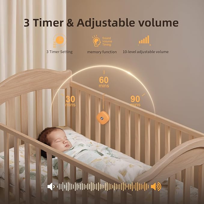 White Noise Machine,Portable Sound Machine for Baby Adult,21Soothing Sound,Auto-Off Timer,Noise Canceling for Office & Sleeping, Compact Size for Home,Travel,Registry Gift,Orange - Bloomnest