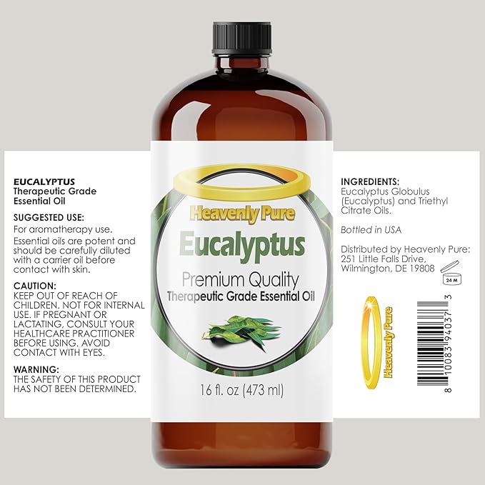 Eucalyptus Essential Oil 16 oz Large Bottle for Spray, Diffuser, Humidifier - 473 ml - Bloomnest