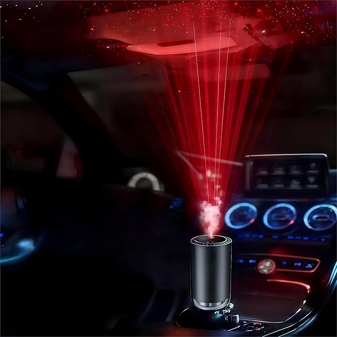 Smart Car Air Freshener Diffuser, Car Essential Diffuser with Starry Sky Projection, Auto On/Off, 3 Mode Adjustable Rechargeable Aroma Diffusers, Design for Bedroom, Office, Restrooms - Bloomnest