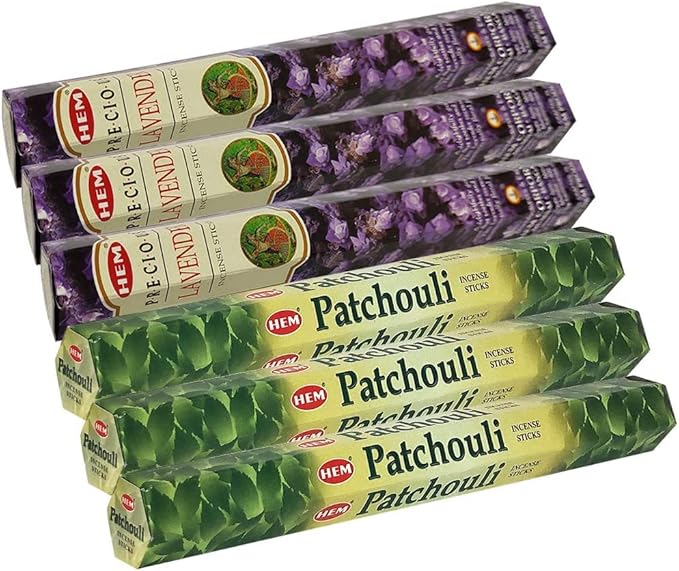Patchouli Incense Sticks and Precious Lavender Incense Sticks with Incense Holder Bundle for Spiritual Décor and Home Fragrance