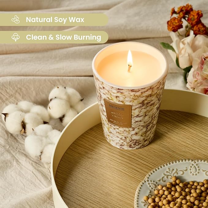M&SENSE Sugared Lemon Zest Scented Candles for Home, Lead-free Wick Highly Scented Jar Candles, 14.1 Oz 80 Hours Lasting Burning Candles Gifts for Women, Relaxing Aromatherapy Candle for Stress Relief - Bloomnest