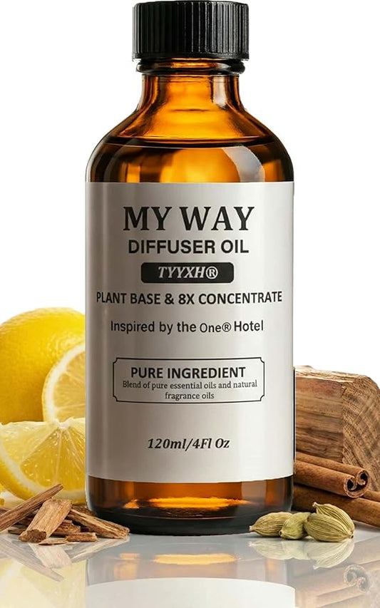 My Way Diffuser Oil Inspired by 1 Hotel Miami – Fragrance & Essential Oil Blend for Waterless & Cold Air Diffusers – Sandalwood, Cedar, Iris – Long-Lasting Aroma – Aromatherapy – 4 Fl Oz Glass Bottle - Bloomnest
