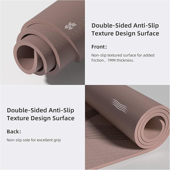 Yoga Mat High Density Exercise Mat, 76"x32"x0.27"Thick Wide & Large Yoga Mat for Women Men, Professional POE Workout Mat for Yoga, Pilates, Fitness & Stretching - Bloomnest