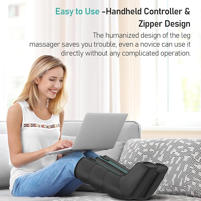QUINEAR Leg Massager for Circulation and Pain Relief, Heating Leg Compression Massager with 3 Modes, Foot and Calf Massager with 3 Intensities 3 Heats - Gift for Mom and Dad - Bloomnest