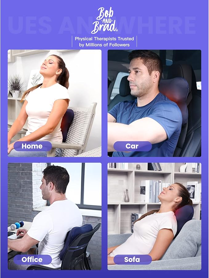 BOB AND BRAD Cordless Back Massager with Heat FSA Eligible HSA Eligible, Shiatsu Neck Massager for Pain Relief Deep Tissue, 3D Kneading Massage Pillow for Pain Relief, Birthday Gifts for Women Men - Bloomnest