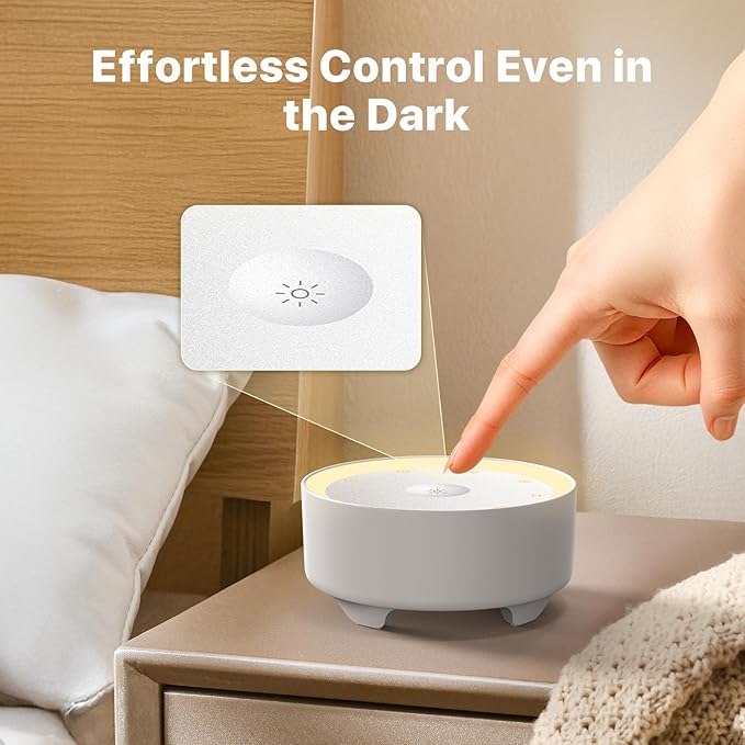 Kipcush Sound Machine & Night Light for Adults/Baby/Kid. White Noise Machine with Max 8H Timer & 20 Soothing Sleep Sounds. Small Size & Portable Design for Bedroom, Office, Travel. Favorites Buttons - Bloomnest