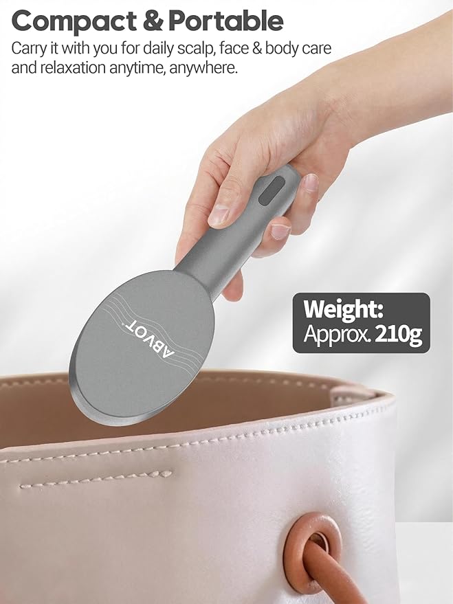 3-in-1 Electric Scalp Massager Brush, Vibrating Scalp Massager Comb with Hair Oil Applicator for Scalp/Face/Body Relaxation, Portable Massager Tool for Home & Travel, Gift for Men & Women(Grey) ABVOT