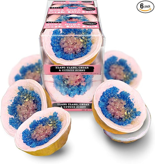 Hallu Bora Bora Geode Bath Bomb, Pack of 6. - Bloomnest