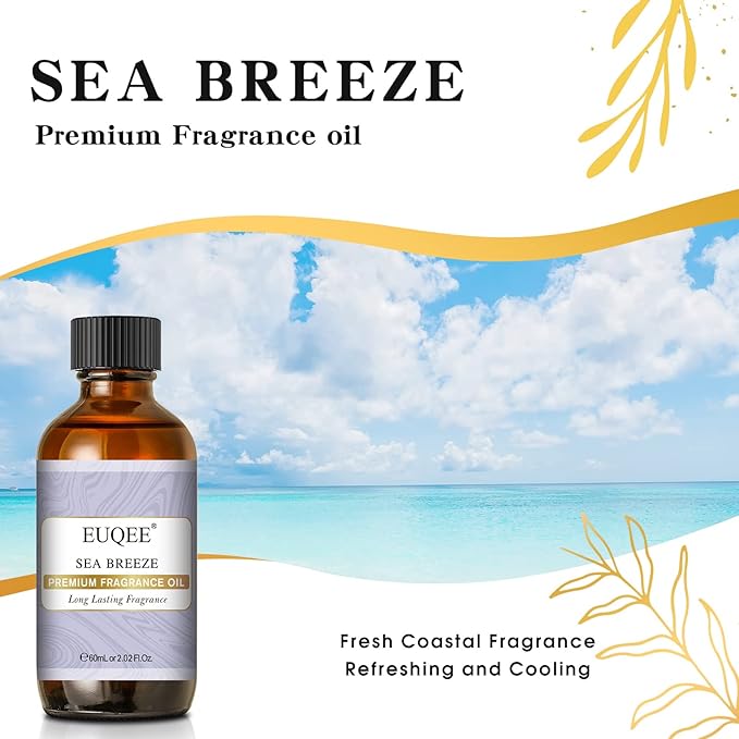 EUQEE Sea Breeze Fragrance Oil, Premium Essential Oil Scented Oil with Glass Dropper for Diffuser, DIY Soap, Candle Making - 2.02 Fl oz/ 60ML - Bloomnest