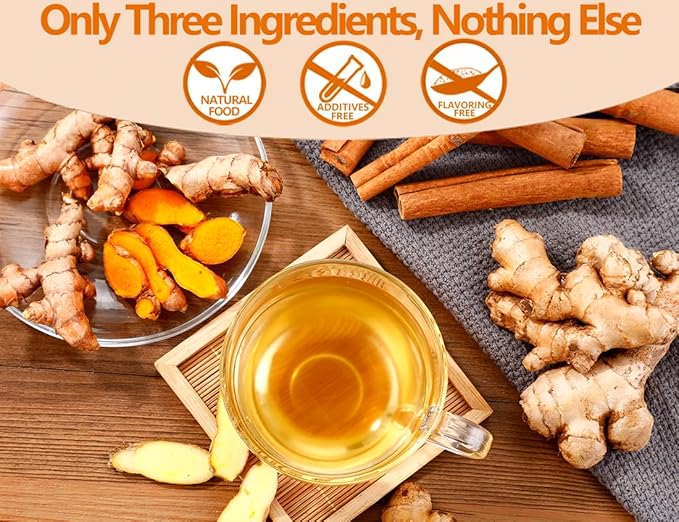 50 Premium Turmeric, Ginger, Cinnamon Blend Tea Bags, 100% Natural & No Additives & Caffeine Free. - Bloomnest