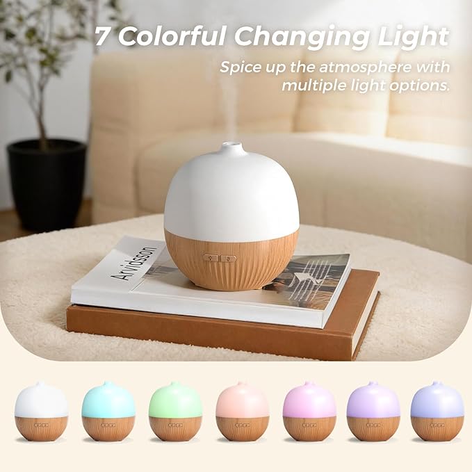 ARVIDSSON Essential Oil Diffuser, 100ml Small Aromatherapy Diffuser with Mood Light, Ultrasonic Oil Diffusers for Home, Mini Diffuser for Essential Oils, Gift for Women - Bloomnest