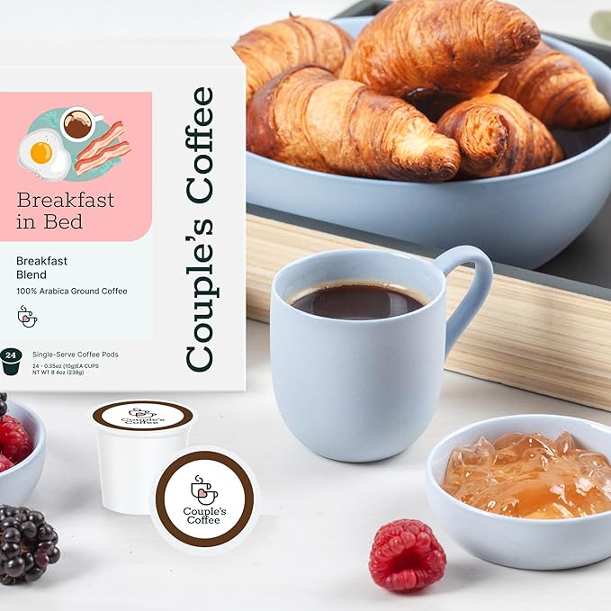 Couple's Coffee Breakfast Blend K-Cups | Gives Back to Military Families | Breakfast in Bed | Gourmet Ground Coffee Breakfast Blend | Compatible with K-Cups & Single Serve Brewers | 24 Count - Bloomnest