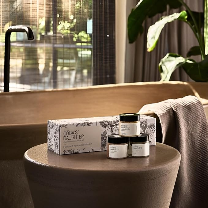 COBA'S DAUGHTER Luxury Spa Gift Set for Women – 3-Piece Mini Body Care Trio with Honey Turmeric, Almond Orange & Aloe Vera – Travel Size Self-Care Gift for Birthday, Valentine & Wedding Favor