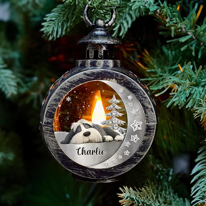 WRAPPINESS Personalized Sleeping Dog Christmas Lantern for Dog Lovers, Memorial Lantern Loss of Dog, Deepest Sympathy Gift for Pet Loss, Hardest Goodbye Dog Remembrance Gift - Bloomnest