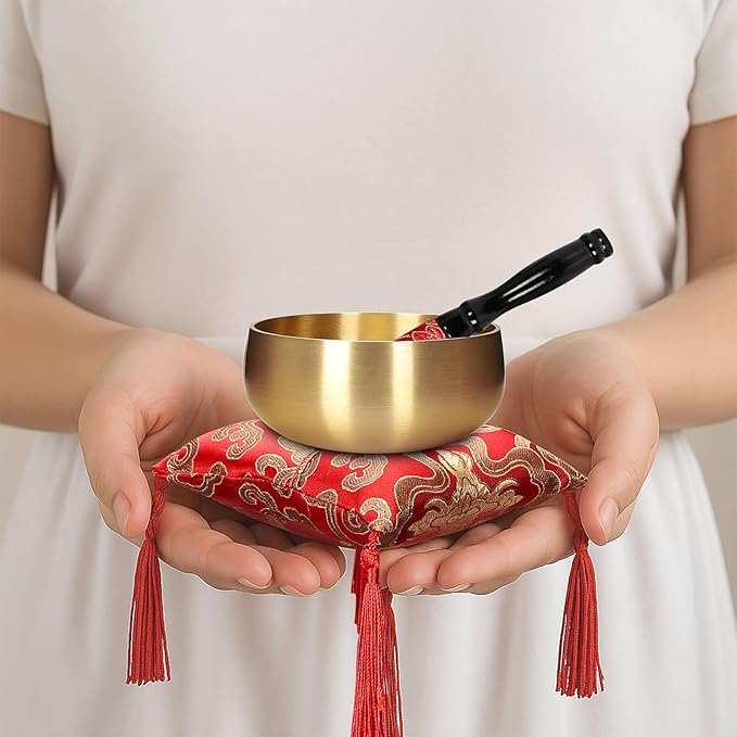 Tibetan Singing Bowl Set - 4" Handcrafted Meditation Sound Bowl for Yoga, Mindfulness Chakra Healing & Stress Relief | Complete Kit with Cushion & Mallet | Spiritual Gifts for Beginners (4 Inch) - Bloomnest