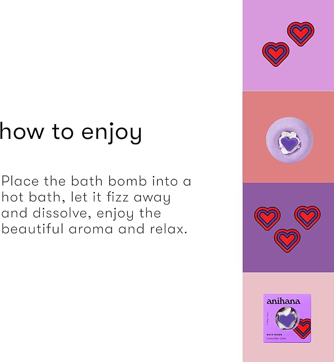 ANIHANA Bath Bombs with Coconut Oil, Paraben Free, Hand-Crafted Luxury Fizzers, Refreshing Lavender Love Scent, 6.3 oz Each, 3 Pack - Bloomnest