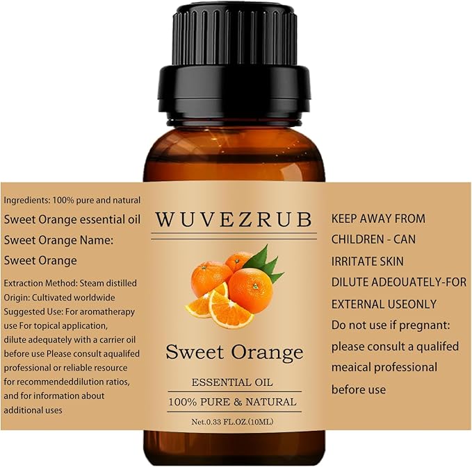 Sweet-Orange Essential Oils 10ML, 100% Pure and Natural Essential Oil for Aromatherapy Diffuser - 0.33 Fl Oz/Sweet-Orange WUVEZRUB