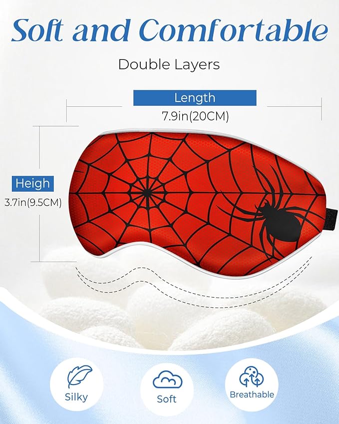 Silk Sleep Mask for Kids - Cute Cartoon Eye Cover for Boys Girls Teens With Soft Smooth Adjustable Straps, Red Zhizhu - Bloomnest
