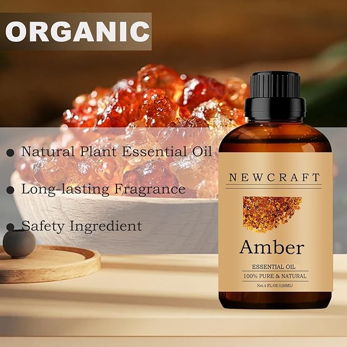 Amber Essential Oils, 120ML 100% Pure and Natural Essential Oil with Dropper for Aromatherapy Diffuser - Amber/4 Fl Oz NewCraft