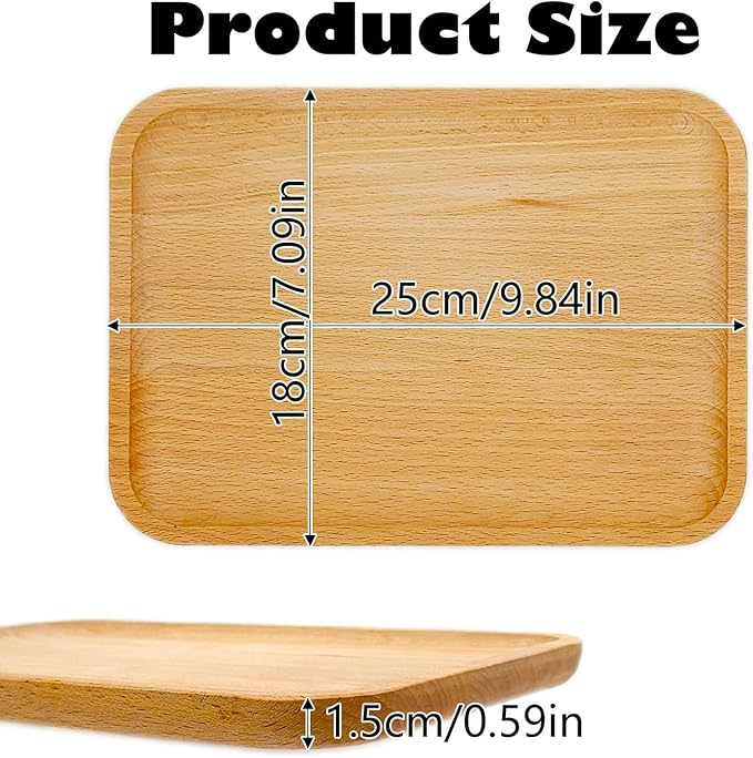 2 Pack Solid Wood Serving Platters and Trays of Natural with Edge,Rectangular Avoid Sliding and Spilling Food (Wood 10x7Inch) - Bloomnest