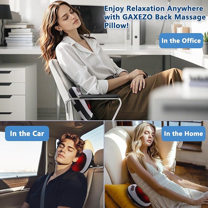 Massage Pillow, Neck and Back Massager with Heat, Shiatsu Massage Pillow for for Back, Shoulder, Leg, Foot, Gift for Men Women Mom Dad, Stress Relax at Home Office and Car - Bloomnest