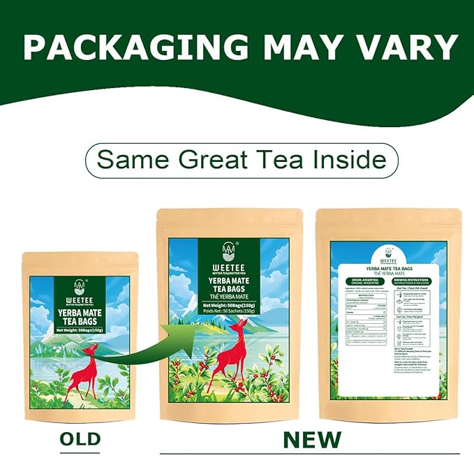 WT WEETEE Yerba Mate Tea Bag, Unsmoked Yerba Mate 50 Teabags From Argentina, Rich In Antioxidants, Plant Nutrients, Perfect Coffee Replacement - Bloomnest