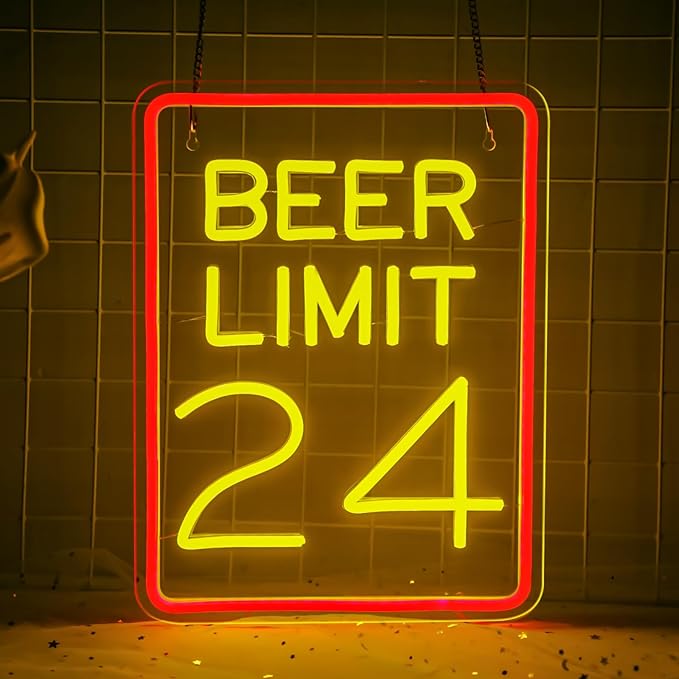 Beer Neon Sign for Wall Decor Dimmable Beer Limit 24 Neon Light Sign Bar Led Sign for Man Cave Home Bar Pub Restaurant Basement Garage Bistro Hotel Birthday Party Decor Gifts - Bloomnest