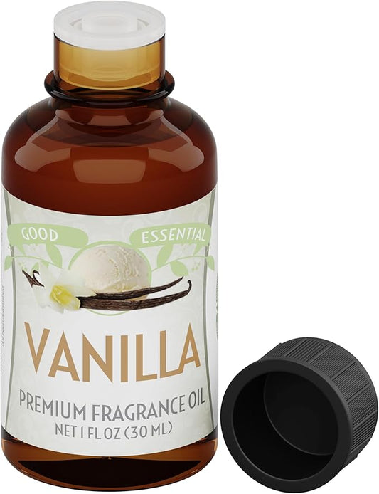 Good Essential Professional Vanilla Fragrance Oil 30 ml (1 fl oz) for Soaps, Lotions, Perfume, Body Butter, Diffuser, Candle Making GoodEssential
