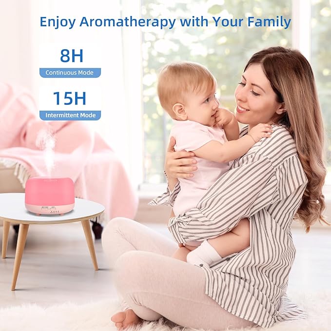 300ML Essential Oil Diffuser, Cool Mist Small Diffuser with Remote Control, 7 Color Changing LED Light, 4 Timer Settings,Waterless Safety Shut Off, for Bedroom, Room, Office(Pink) - Bloomnest