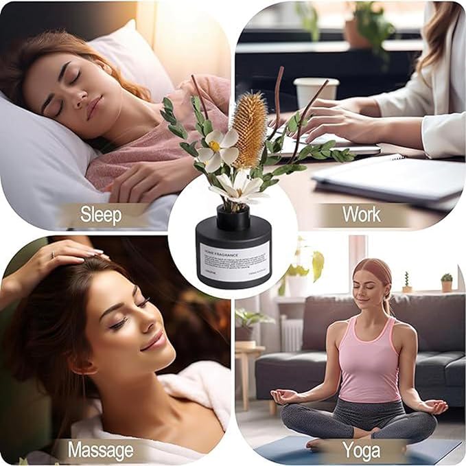 Reed Diffuser Set with Dried Flowers, 3.38fl.oz Fragrance Diffuser with Sticks, Scented Sticks Aroma Diffuser, Home & Office Décor for Air Fresheners, Bathroom (Pure White Gardenia) - Bloomnest