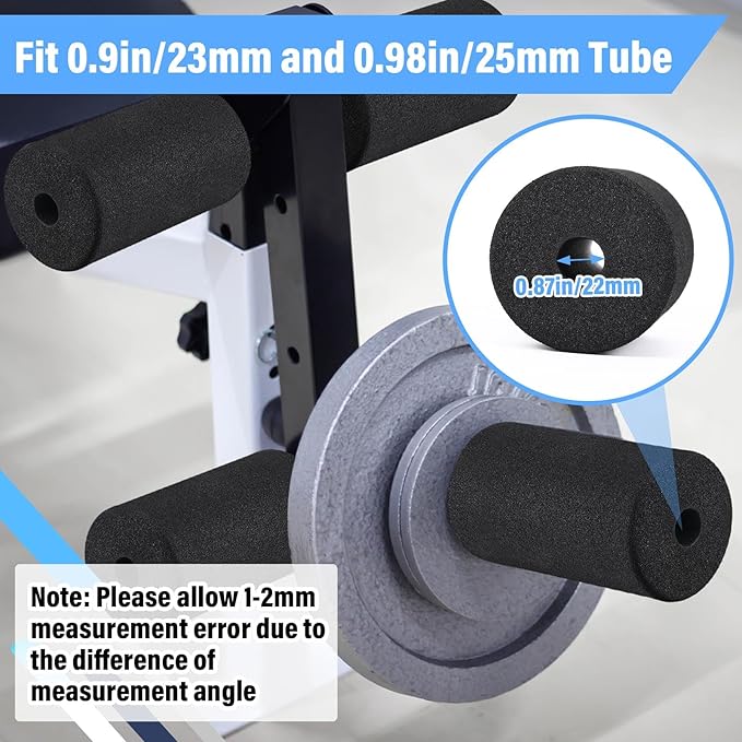 Deekin 4 Pcs Foam Foot Pad Rollers Buffer Tube Cover for Exercise Machine Home Gym Equipment Replacement Pads for Leg Extension Weight Bench Inversion Table(0.87 x 3.4 x 6.3 Inches) - Bloomnest